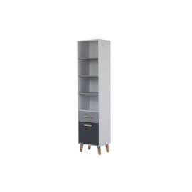 TO-TIMMY1D1S Βιβλιοθήκη Timmy Λευκό-Γραφίτη-Γκρι 46.8x36x199cm