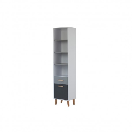 TO-TIMMY1D1S Βιβλιοθήκη Timmy Λευκό-Γραφίτη-Γκρι 46.8x36x199cm