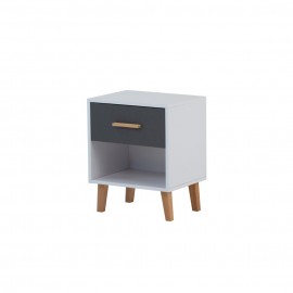 TO-TIMMY1S Κομοδίνο Timmy Λευκό-Γραφίτη-Γκρι 46.8x36x57.1cm