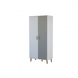 TO-TIMMY2D Ντουλάπα Timmy 2D Λευκό-Γραφίτη-Γκρι 90x50x199cm