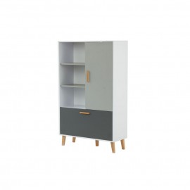 TO-TIMMY1D1K Ραφιέρα Timmy Λευκό-Γραφίτη-Γκρι 90x36x147cm