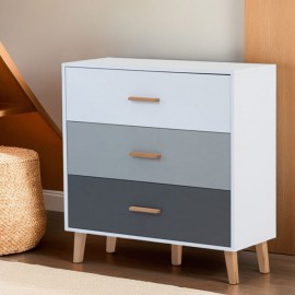 TO-TIMMY3S Συρταριέρα Timmy Λευκό-Γραφίτη-Γκρι 90x36x92cm