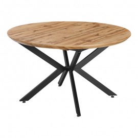 235-000041 Τραπέζι επεκτεινόμενο Edina pakoworld mdf σε sonoma απόχρωση με μαύρα μεταλλικά πόδια 130-170x130x75εκ