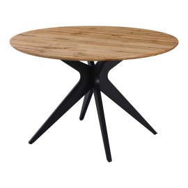 235-000039 Τραπέζι Toda pakoworld mdf σε sonoma απόχρωση με μαύρα μεταλλικά πόδια Φ120x75εκ