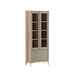 890278 Βιτρίνα ψηλή ALBA κανέλα/ ελιά 68,5x35,5x180,5 Ελιάς|Κανέλα