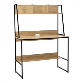 375-000011 Γραφείο εργασίας Herbey pakoworld με ράφια σε oak απόχρωση με πόδι μαύρο μέταλλο 100x48x139εκ