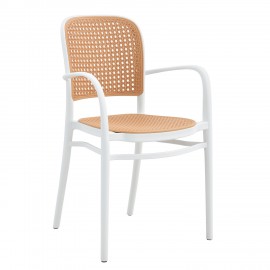 15300041 Πολυθρόνα Κήπου ArteLibre CANARY Λευκό/Μπεζ PP 55x52x86cm Μπεζ/Λευκό