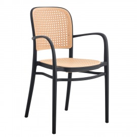 15300042 Πολυθρόνα Κήπου ArteLibre CANARY Μαύρο/Μπεζ PP 55x52x86cm Μαύρο