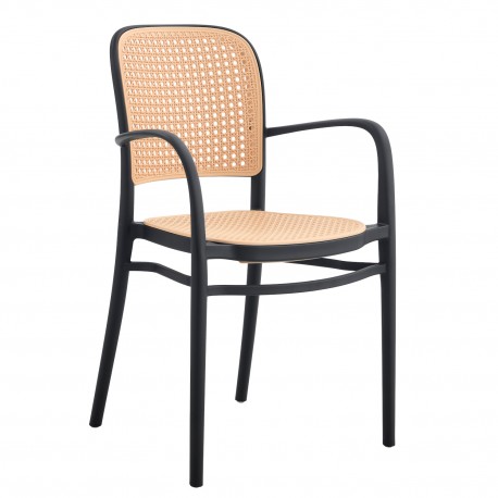 15300042 Πολυθρόνα Κήπου ArteLibre CANARY Μαύρο/Μπεζ PP 55x52x86cm Μαύρο
