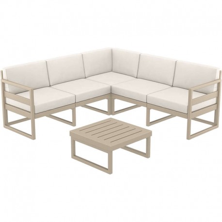 20-0456 MYKONOS ΓΩΝΙΑ SET TAUPE ΜΕ ΜΑΞΙΛΑΡΙΑ ΠΟΛ/ΝΙΟΥ (+ΤΡΑΠ.65εκ.)