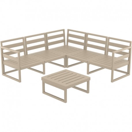 20-0460 MYKONOS ΓΩΝΙΑ SET TAUPE ΧΩΡΙΣ ΜΑΞΙΛΑΡΙΑ ΠΟΛ/ΝΙΟΥ (+ΤΡΑΠ.65εκ.)
