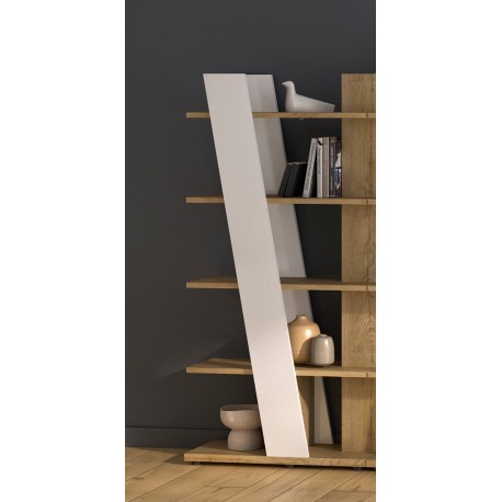 0161.GM21 Epura βιβλιοθήκη 90x40x187εκ. Silva Oak / Λευκό  Silva Oak / Λευκή λάκα 90x40εκ. Ύψος : 178εκ.