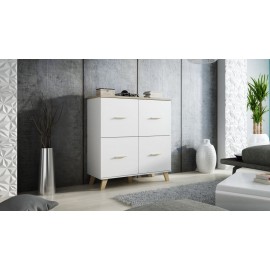 60-19735 Chest of drawers LOTTA 110 (4D) dimond white/lsonoma oak DIOMMI CAMA-LOTTA-KOMODA-110-4D-BI/DSO