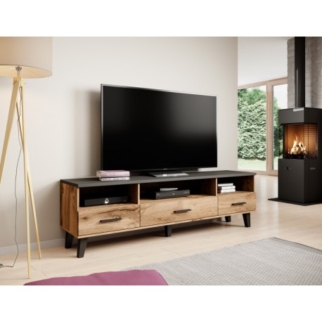 60-19752 TV stand LOTTA 180 3s3K wotan oak/black DIOMMI CAMA-LOTTA-RTV-180-3S3K-DWO/CZ
