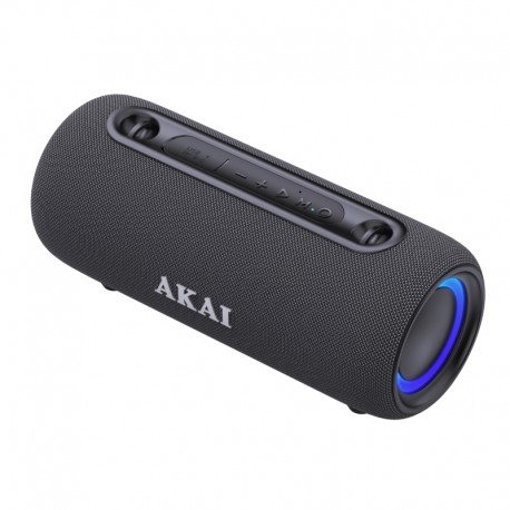 110583-0035 Akai ABTSW-40 Μαύρο φορητό αδιάβροχο ηχείο IPX5 με ύφασμα, Bluetooth, USB, AWS, handsfree, RGB lights και ιμάντα ώμο