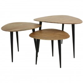 05151734 Τραπεζάκι ArteLibre Καφέ Ξύλο 65x65x45cm Σετ 3Τμχ Καφέ