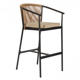 14840025 Σκαμπό ArteLibre MANDRAKA Μαύρο/Φυσικό Αλουμίνιο/Rattan 56x63x108cm Φυσικό/Μαύρο