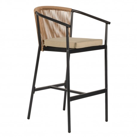 14840025 Σκαμπό ArteLibre MANDRAKA Μαύρο/Φυσικό Αλουμίνιο/Rattan 56x63x108cm Φυσικό/Μαύρο
