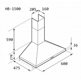 43-1500 Απορροφητήρας Κουζίνας Καμινάδα 60cm Hausberg HB-1500RST Μπεζ Ρουστίκ
