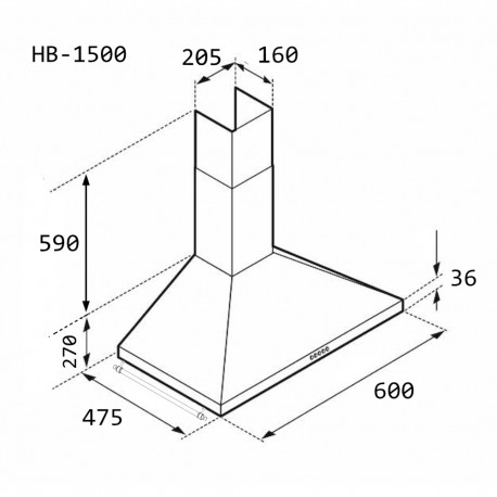 43-1500 Απορροφητήρας Κουζίνας Καμινάδα 60cm Hausberg HB-1500RST Μπεζ Ρουστίκ