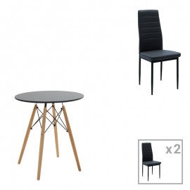 200-001159 Τραπεζαρία Julita-Parker pakoworld σετ 3τεμ mdf σε μαύρη-φυσική απόχρωση Φ60x73cm