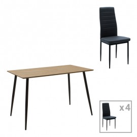 200-001153 Τραπεζαρία Cuba-Parker pakoworld σετ 5τεμ mdf σε sonoma-μαύρη απόχρωση 120x70x76cm