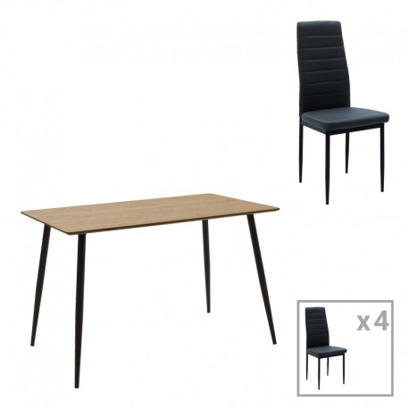 200-001153 Τραπεζαρία Cuba-Parker pakoworld σετ 5τεμ mdf σε sonoma-μαύρη απόχρωση 120x70x76cm