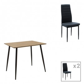200-001154 Τραπεζαρία Cuba-Parker pakoworld σετ 3τεμ mdf σε sonoma-μαύρη απόχρωση 70x70x75cm