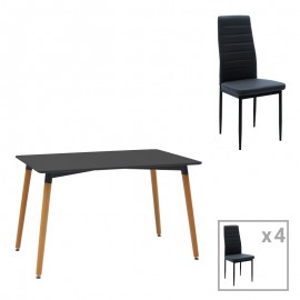 200-001156 Τραπεζαρία Natali-Parker pakoworld σετ 5τεμ mdf σε μαύρη-φυσική απόχρωση 120x80x76cm