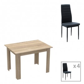 200-001160 Τραπεζαρία Manka-Parker pakoworld σετ 5τεμ mdf σε μαύρη-sonoma απόχρωση 110x80x77εκ