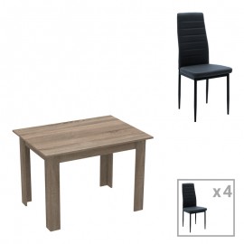 200-001161 Τραπεζαρία Manka-Parker pakoworld σετ 5τεμ mdf σε μαύρη-sonoma truffle απόχρωση 110x80x77εκ