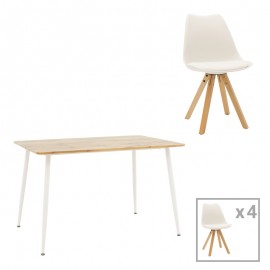127-000192 Τραπεζαρία Cuba-Caron pakoworld σετ 5τεμ sonoma-λευκό 120x80x75εκ