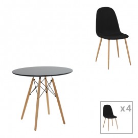 200-001223 Τραπεζαρία Julita-Bella pakoworld σετ 5τεμ mdf σε μαύρη-φυσική απόχρωση Φ80x73εκ