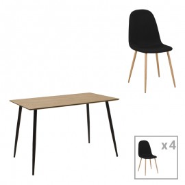 200-001220 Τραπεζαρία Cuba-Bella pakoworld σετ 5τεμ mdf σε sonoma-ανθρακί απόχρωση 120x70x76cm