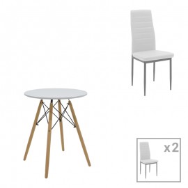 200-001213 Τραπεζαρία Julita-Parker pakoworld σετ 3τεμ MDF λευκό-πόδια φυσικό Φ60x73εκ