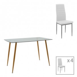 200-001209 Τραπεζαρία Cuba-Parker pakoworld σετ 5τεμ sonoma-λευκό 120x80x75εκ