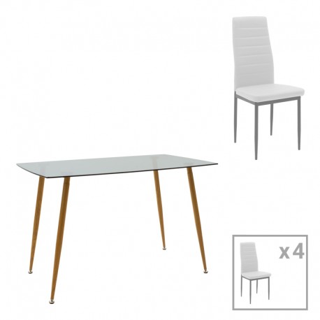 200-001209 Τραπεζαρία Cuba-Parker pakoworld σετ 5τεμ sonoma-λευκό 120x80x75εκ