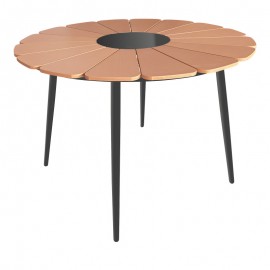 152-000089 Τραπέζι Pinap pakoworld μαύρο αλουμίνιο και plywood σε φυσική απόχρωση Φ110x74εκ