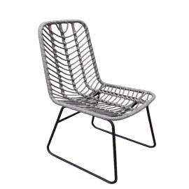 14420015 Καρέκλα Κήπου ArteLibre OSASCO Γκρι/Μαύρο Μέταλλο/Rattan 63x47x87cm Γκρι/Μαύρο