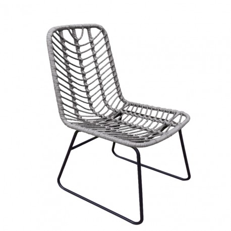 14420015 Καρέκλα Κήπου ArteLibre OSASCO Γκρι/Μαύρο Μέταλλο/Rattan 63x47x87cm Γκρι/Μαύρο