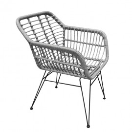 14420018 Καρέκλα Κήπου ArteLibre TERESINA Γκρι/Μαύρο Μέταλλο/Rattan 58x59x81cm Γκρι/Μαύρο