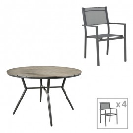 152-000102 Τραπεζαρία Appa-Moly σετ 5τεμ pakoworld αλουμίνιο και plywood σε ανθρακί απόχρωση Φ120x74εκ