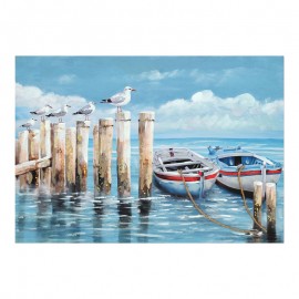 296-000051 Πίνακας σε καμβά Port Inart 100x3x70εκ