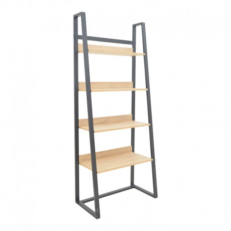 197-000293 Βιβλιοθήκη Ryder pakoworld σε oak-μαύρη απόχρωση 75x36x185εκ