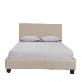 14320002 Κρεβάτι ArteLibre AZALEA Capuccino PU 213x131x88cm (Στρώμα 120x200cm) Μπεζ