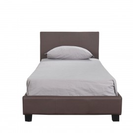 14320001 Κρεβάτι ArteLibre AZALEA Σκούρο Καφέ PU 213x101x88cm (Στρώμα 90x200cm) Καφέ