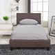 14320001 Κρεβάτι ArteLibre AZALEA Σκούρο Καφέ PU 213x101x88cm (Στρώμα 90x200cm) Καφέ