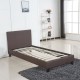 14320001 Κρεβάτι ArteLibre AZALEA Σκούρο Καφέ PU 213x101x88cm (Στρώμα 90x200cm) Καφέ