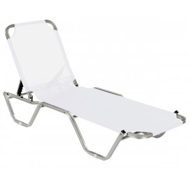 34367-L1028-W-WHITE Λευκό Στοιβαζόμενη Ξαπλώστρα Παραλίας 5 Θέσεων 195 x 60 x 29(h)cm