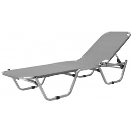 34370-L1029-G-GREY Γκρί Στοιβαζόμενη Ξαπλώστρα Παραλίας 5 Θέσεων Με Διάτρητο Ύφασμα 2x1 191 x 60 x 30(h)cm